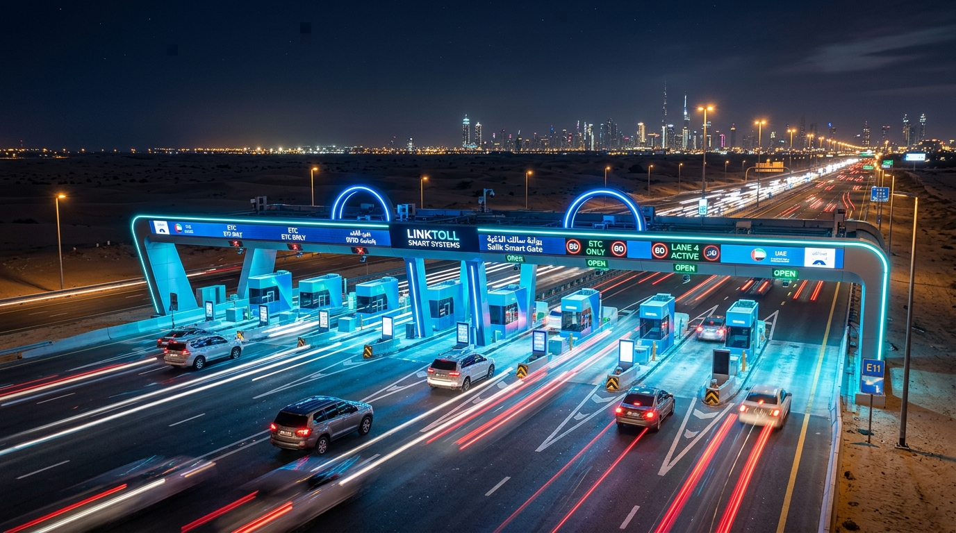 Smart ETC toll plaza on a modern highway