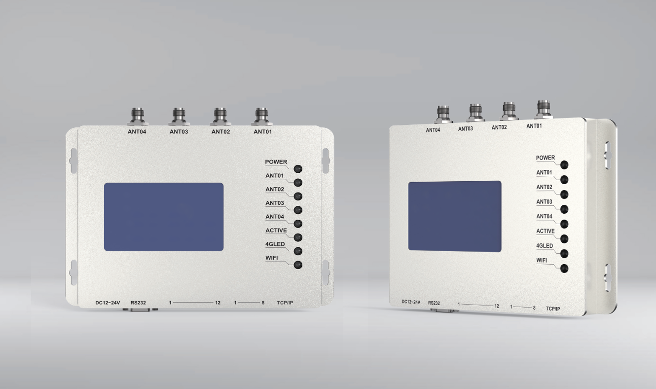 LB-SM128 (E710) UHF RFID 4-port fixed reader, front and angled views